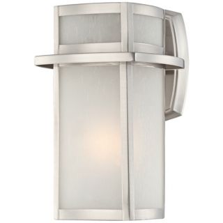 Brushed Nickel Frosted Glass 11 1/4" High Outdoor Wall Light   #U1390