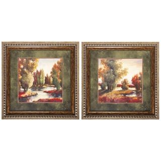 Set of 2. Wood frame with gold finish. Matting. Each is 30 high and