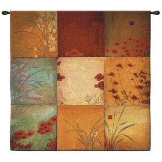 Poppy Nine Patch 44" Square Wall Hanging Tapestry   #J8999