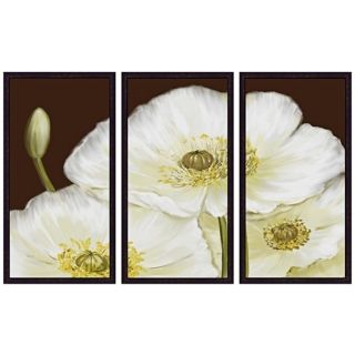 White Poppies Triptych Set of 3 Flower Wall Art   #Y1572