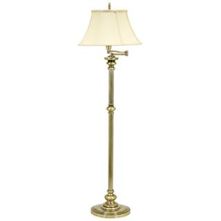 House of Troy Newport Antique Brass Swing Arm Floor Lamp   #84029