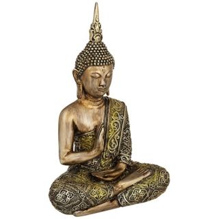 Jeweled Gold Sitting Buddha Sculpture   #W8234