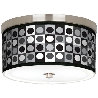 Black and Grey Dotted Squares Nickel 10 1/4" W Ceiling Light   #J9214 K1734