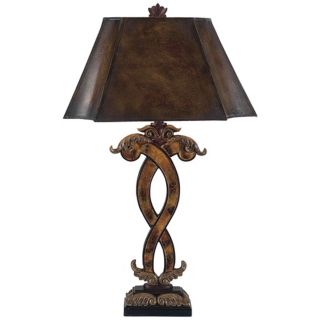 Acanthus Wing Burlwood Finish Table Lamp   #T1664