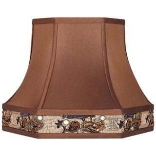 Bronze Faux Silk Hexagonal Lamp Shade 9x15x11.5 (Spider)   #V3730