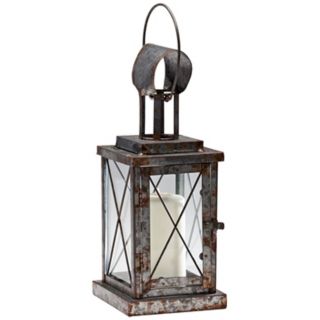 Wales 14 1/2" High Rustic Iron Candle Lantern   #V0564