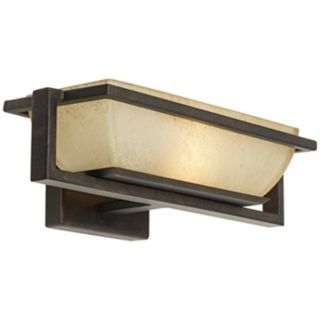 Mission Style Amber Linen Glass 12" Wide Wall Sconce   #K2466
