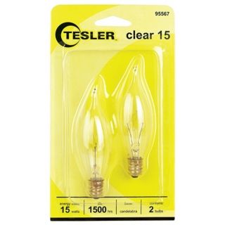Tesler 15 Watt 2 Pack Bent Tip Candelabra Light Bulbs   #95567