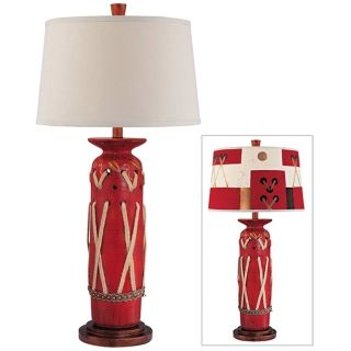 Carlton Haney Red with Rope Accents Ceramic Table Lamp   #J5679