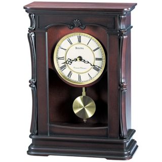 Abbeville Walnut 13 1/4" High Bulova Mantel Clock   #F6799