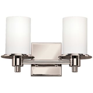 Polished Nickel and Etched Glass 13" Wide Bathroom Light   #95496