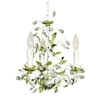 Antique Green White Leaf Clear Drops Chandelier   #62133