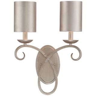 Silver Leaf Metal Shade 18 1/4" High Two Light Wall Sconce   #U4602