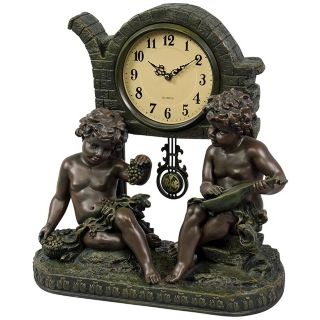 Saturnalia Two Cherubs 16" High Pendulum Clock   #V5447