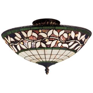 English Ivy Tiffany Glass 16" Wide Ceiling Light Fixture   #K4132