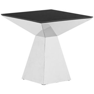 Zuo Tyrell Stainless Steel and Black Glass Coffee Table   #V8405