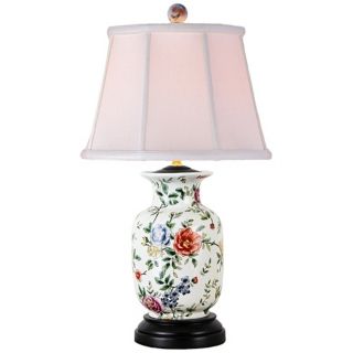 Rose and Floral Urn Porcelain Table Lamp   #V2465