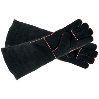 Black with Red Trim Long Suede Hearth Gloves   #U8589