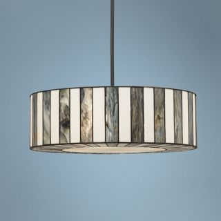 Tiffany Style 23" Wide Striped Art Glass Pendant Light   #V9904