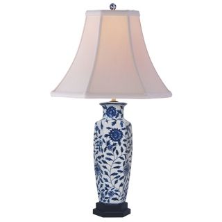 Blue and White Porcelain Slim Vase Bell Shade Table Lamp   #J4929