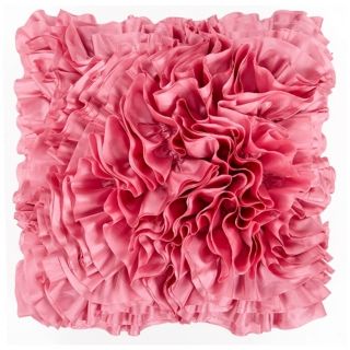 Surya 18" Square Dusty Coral Pink Ruffled Accent Pillow   #V1723