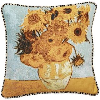 Van Gogh Sunflowers Animal Print 19" Square Throw Pillow   #T6240