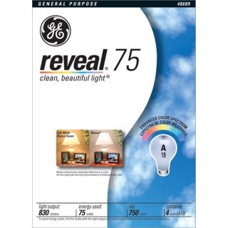 GE 75 Watt A 19 Reveal 4 Pack Light Bulb   #29820