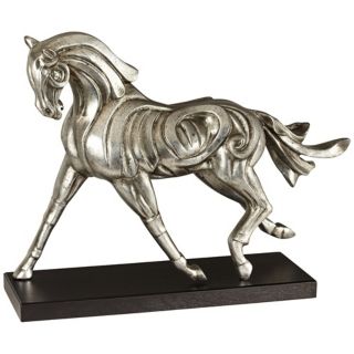 Carved Look Brushed Nickel Horse Sculpture   #V5852