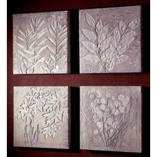 Set of 4 Small Square Botanicals Wall Art Plaques   #M0292