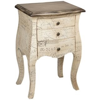 Sabrina Antique White French Fabric End Table   #V9897