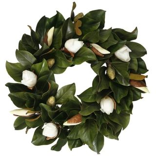 Jane Seymour 24" White Faux Tulip Magnolia Bud Wreath   #V5925