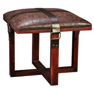 Distressed Faux Leather Padded Stool   #N0118