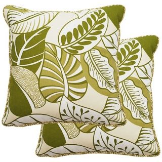 Set of 2 Green Nicole 25" Square Outdoor Pillows   #T5931