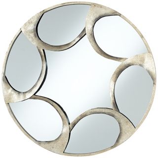 Vento Antique Silver Finish 30" Wide Round Wall Mirror   #V1608