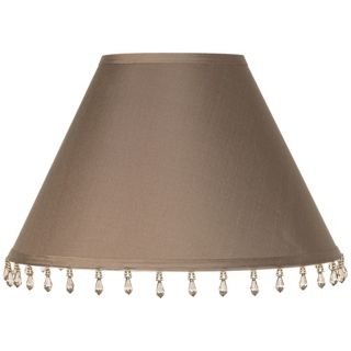 Beaded Taupe Silk Empire Shade 5.5x13.25x9.25 (Spider)   #R5669