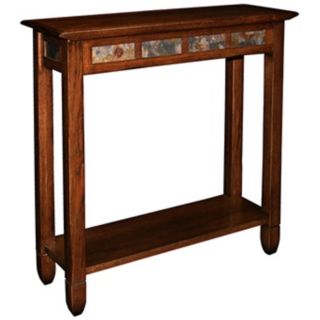 Rustic Oak and Slate Hall Stand Accent Table   #X8380