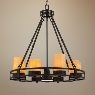 Sunset Onyx Stone 9 Light Faux Candle Chandelier   #R6620