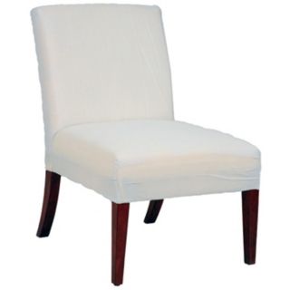 Muslin Covered Cherry Leg Armless Slipper Chair   #T6059
