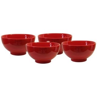 Set of 4 Fun Factory Red Soup Bowls   #Y0036