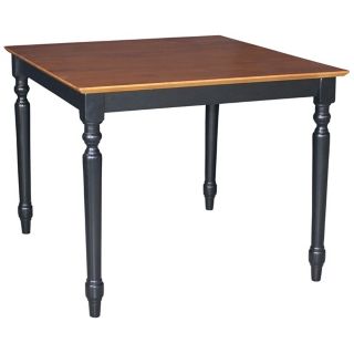 Solid Wood 36" Square Black and Cherry Wood Turned Leg Table   #Y5516