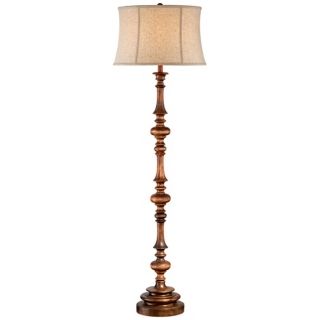 Walnut Turned Column Wood Floor Lamp   #V2765
