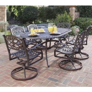 Biscayne Rust 7 Piece Outdoor Table and Swivel Chairs Set   #T1301