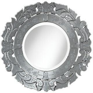 Venetian Tulip 30" Round Etched Wall Mirror   #W4221