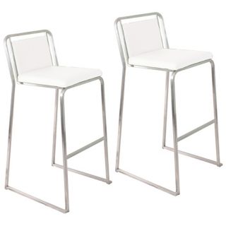 Set of Two Cascade 29 1/2 High White Bar Stools   #N2533  