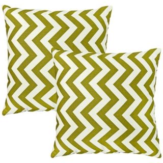 Set of 2 Green Zig Zag Toss Pillows   #W6716