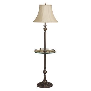 New Traditions Patina Brass Tray Table Floor Lamp   #H9083