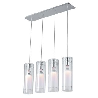 Clear Cylindrical Four Light Contemporary Chandelier   #35119