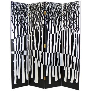 Black and White Carved Trees Modern Room Divider Screen   #H5494