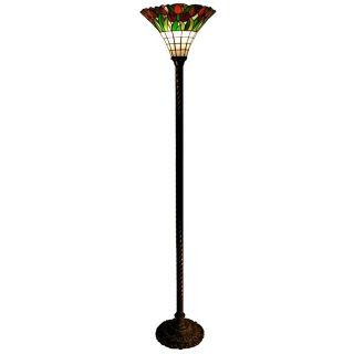 Flower Bed Art Glass Tiffany Style Torchiere Floor Lamp   #V0865