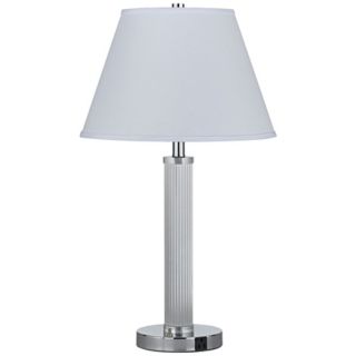 Ribbed Column Chrome Finished Steel Two Light Table Lamp   #H7191